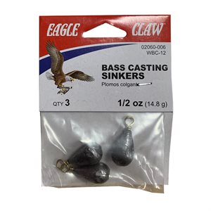 Eagle Claw Bass Casting Sinker, Lead - Size 1/2 oz.