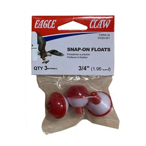 Snap On Round Floats - 3/4" Red/White - (3 Pack)