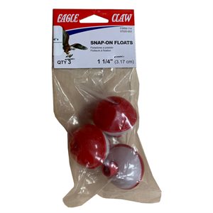 Snap On Round Floats - 1 1/4" Red/White - (3 Pack)