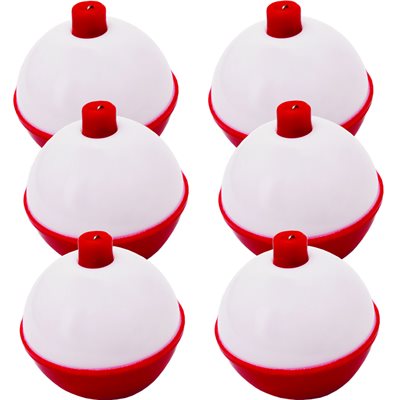 Snap On Round Floats - 2.5" Red/White - (6 Pack)