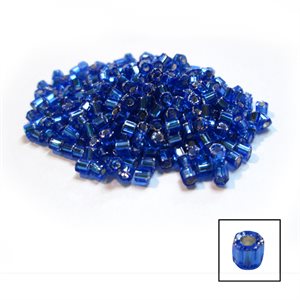 Glass 2 Cut Beads - Silver Lined Blue 