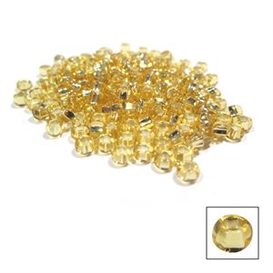 Glass Pony Beads - Silver Lined Gold