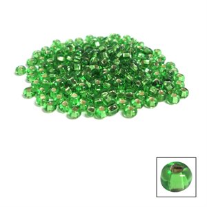 Glass Pony Beads - Silver Lined Lime Green