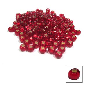 Glass Pony Beads - Silver Lined Red