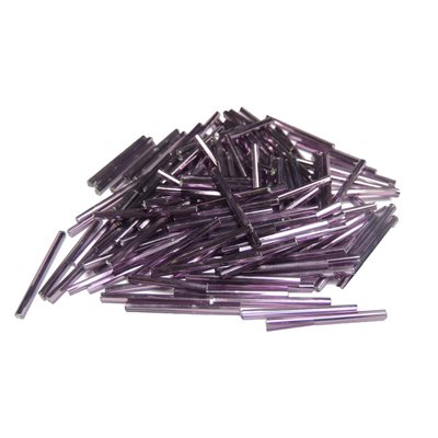 30 mm Glass Bugle Beads - Purple Silver Lined (250g)