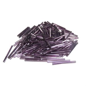 30 mm Glass Bugle Beads - Purple Silver Lined