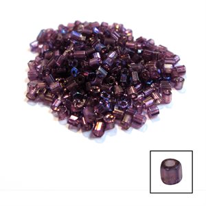 Glass 2 Cut Beads - Transparent Dark Purple, AB 