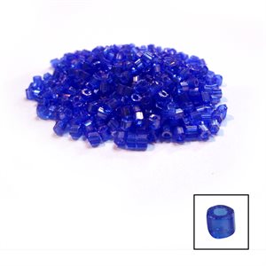 Glass 2 Cut Beads - Transparent Blue, AB 