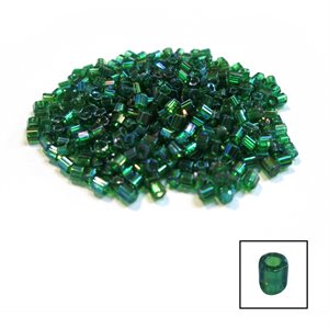 Glass 2 Cut Beads - Transparent Green 