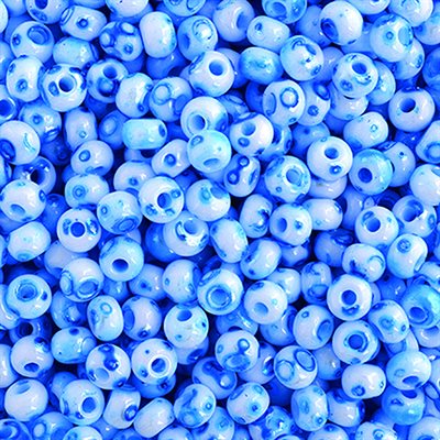 Beads Glass Pony - White/Blue Terra Malafyr (40 Grams)