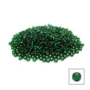 Glass Seed Beads - Silver Lined Dark Green