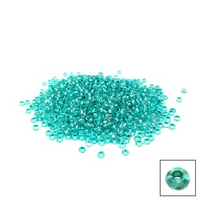 Glass Seed Beads - Green Silver Lined Dyed