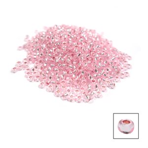 Glass Seed Beads - Light Pink Silver Lined Dyed