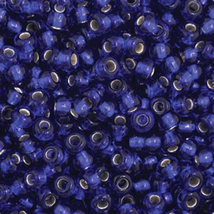 Seedbeads 3Cut 9/0 Transparent Royal Blue S/L Strung  (1 Strand)