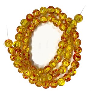 Beads - Round Stones, Amber Resin  6 mm