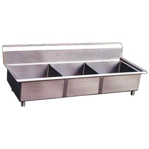 Stainless Steel Three Tub Sink - No Drain Board