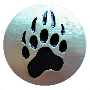 CAB32 - 1'', Paw Print - Silver With Black