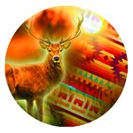 CAB64 - 1", Deer With Tan/Red Background