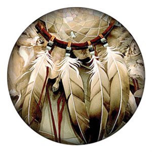 Cabochon - 1"  Feathers On Dream Catcher