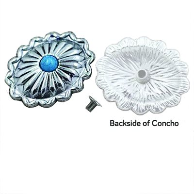 Concho - Oval Silver With Turquoise (10/Pkg)