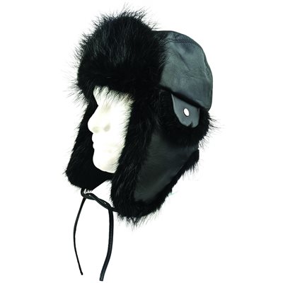 Fur Hat, Black Leather W/ Black Beaver - M