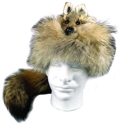 Fur Hat - Coyote - Davey Crocket Style - L