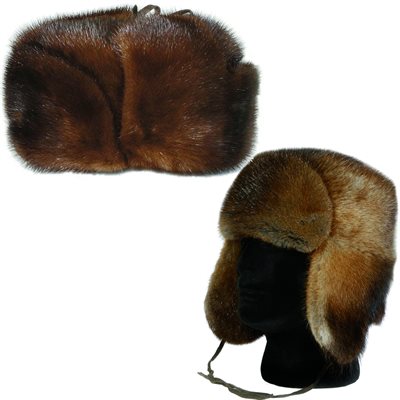 Fur Hat - Muskrat Style 005 -XL