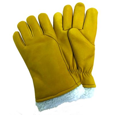 Mens Gloves With Pile Lining - Gold Large