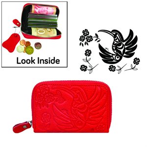 Leather Card Wallet - Love & Health (Red)