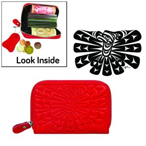 Leather Card Wallet -  Thunderbird Song (Red)