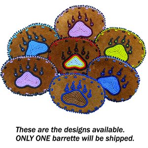 Beaded Barrette, 3" Oval Beaded Paw (Assorted)
