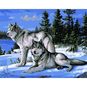 Paint By Numbers Kit - Pair Of White Wolves