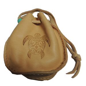 Medicine Bag 4" W/Turtle Stamp - Cream