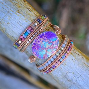 Bracelets - Purple & Turquoise Jasper Wrap