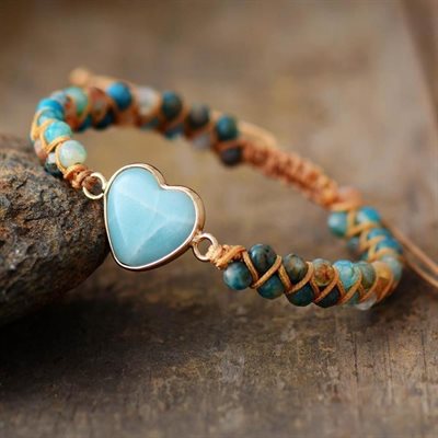 Bracelets - Natural Amazonite Heart 