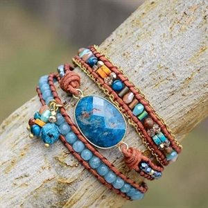Bracelets - Natural Blue Apatite Gemstone Wrap