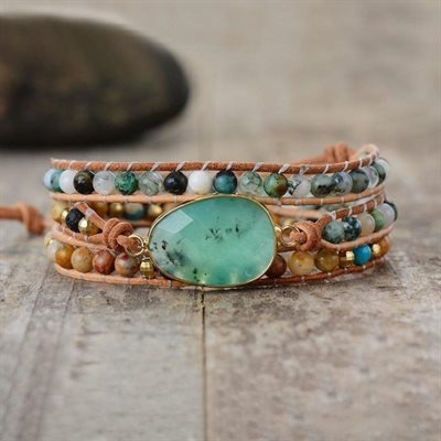 Bracelets - Green Jade & Jasper Wrap