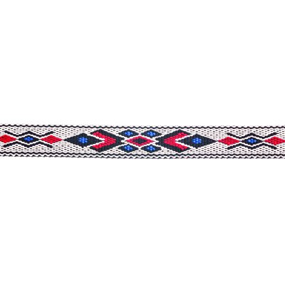 Woven Braid Hitched Trim - White/Red/Blue