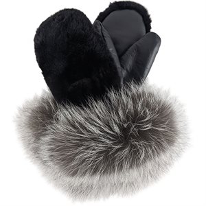Black Sheared Beaver MIitts (Silver Fox Cuff)