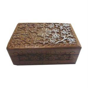 Carved Wooden Box - Daisy with Front (6"x4")