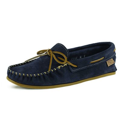 Mens Suede Moccasins With Sole - Navy Blue - M12
