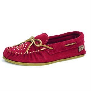 Ladies Suede Moccasins With Sole - Red