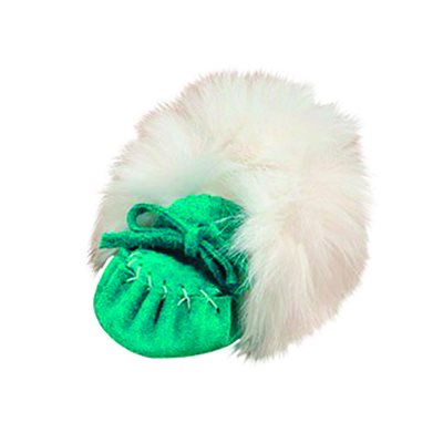 Infant Moccasins Suede (with fur) - Turquoise, Size 4