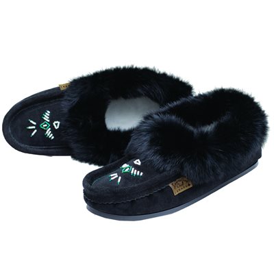 Moccasins With Sole - Black Suede (Ladies 11)