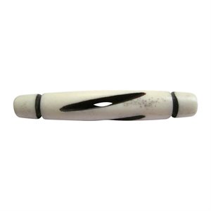 1.5" Carved Bone Hair Pipe #2198 - White (25 Pieces)