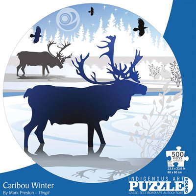 Round Puzzle - Caribou Winter - 500Pc