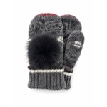 Icelandic Wool Mittens (Black/Grey with Black Pom)