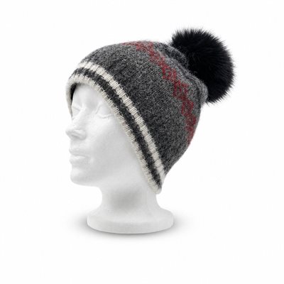 Icelandic Wool Toque (Black/Grey with Black Pom)